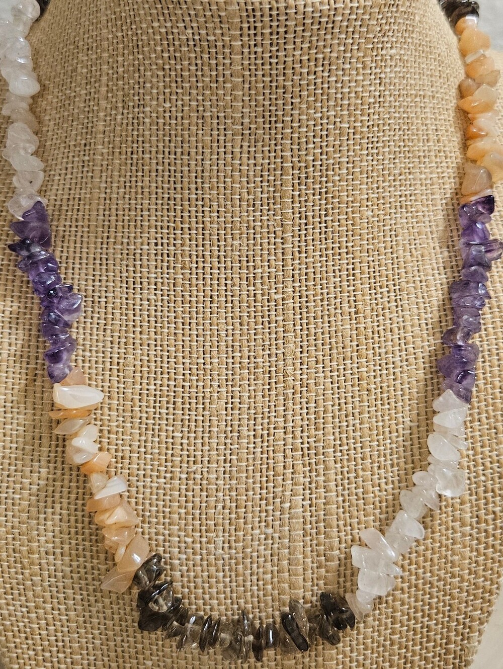VINTAGE CHIP NUGGETS GEMSTONE MULTICOLOR CHOKER HEALING NECKLACE